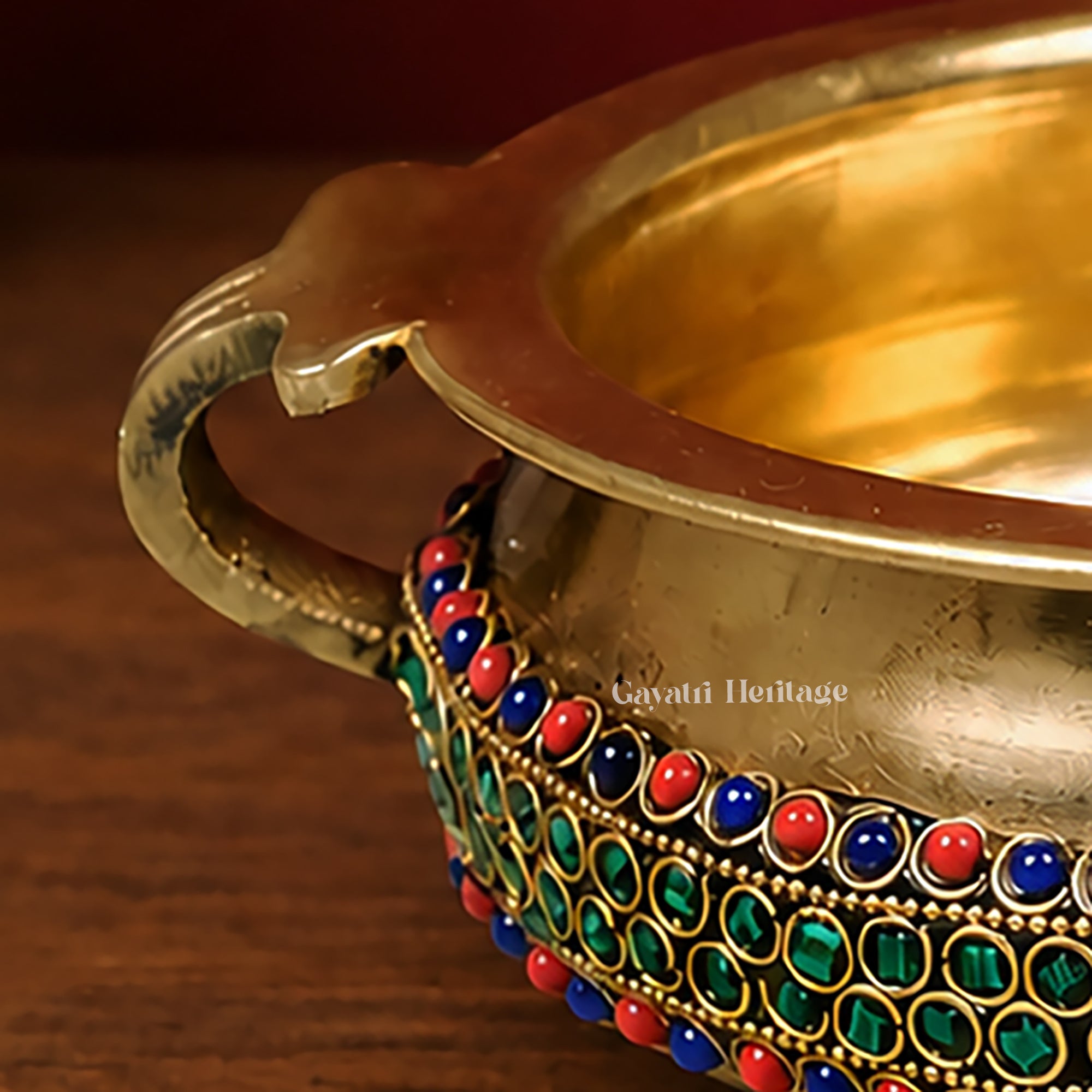 Brass Traditional Urli with Stone Work – Elegant Home Decor | Gayatri Heritage