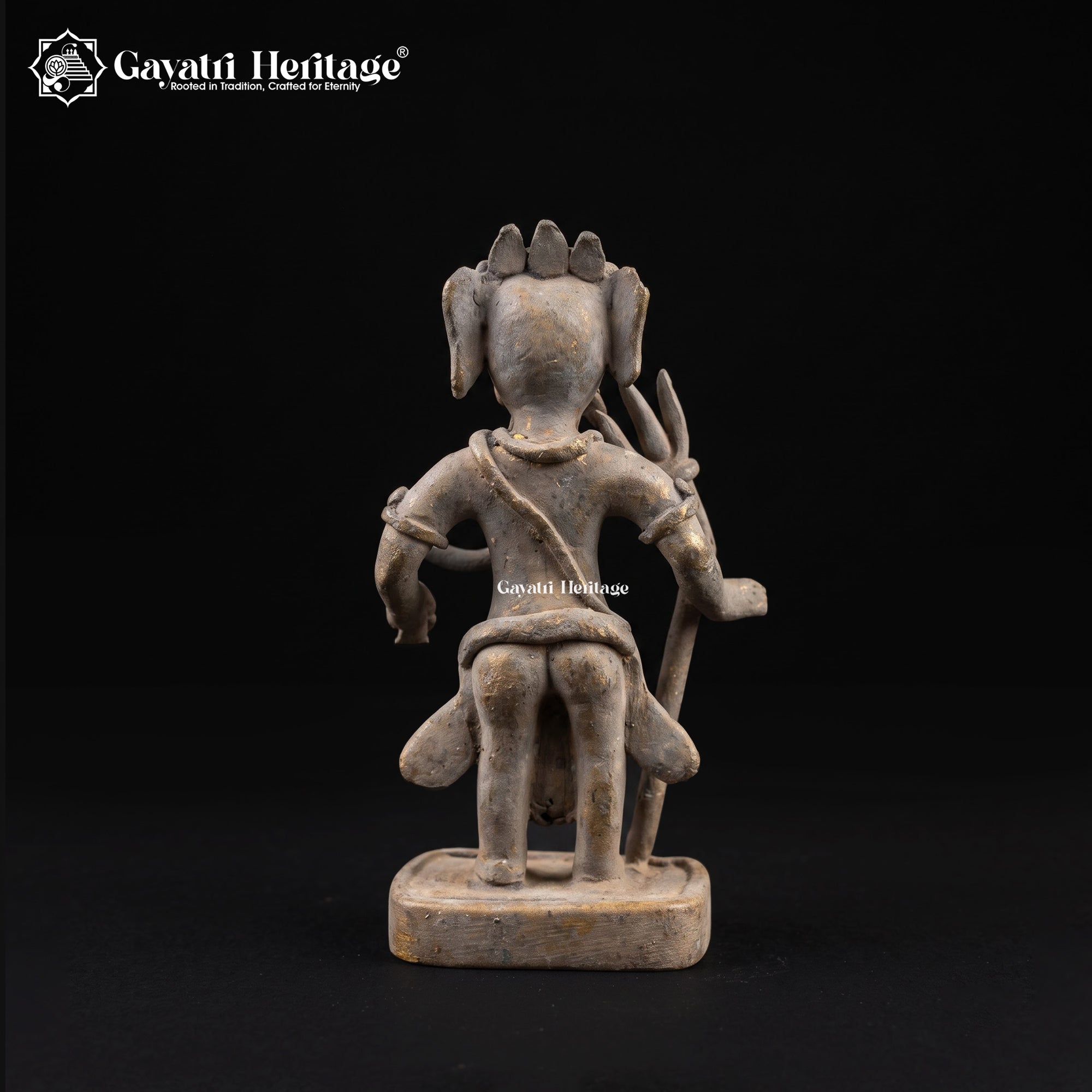 Rare Antique Brass Standing Ganesh Idol with Staff | Vintage Style Ganesha Statue