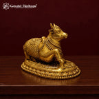 Brass Nandi Bull Idol, Nandi Maharaj Statue, Shiva Vahan, Mahadev Devotee, Hindu Pooja & Home Decor
