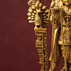 Brass Lord Murugan Statue with Peacock Arch | Kartikeya Idol with Vel Spear | Handcrafted South Indian Hindu Idol