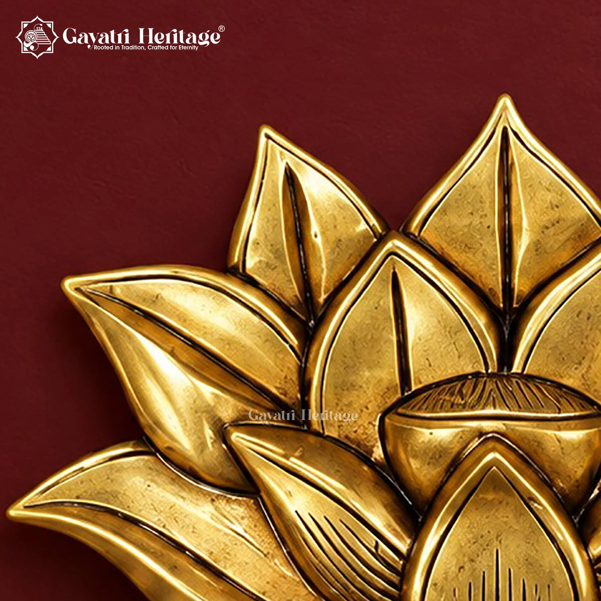 Brass Lotus Wall Hanging | Antique Gold Finish Flower Art | Handmade Wall Decor for Home