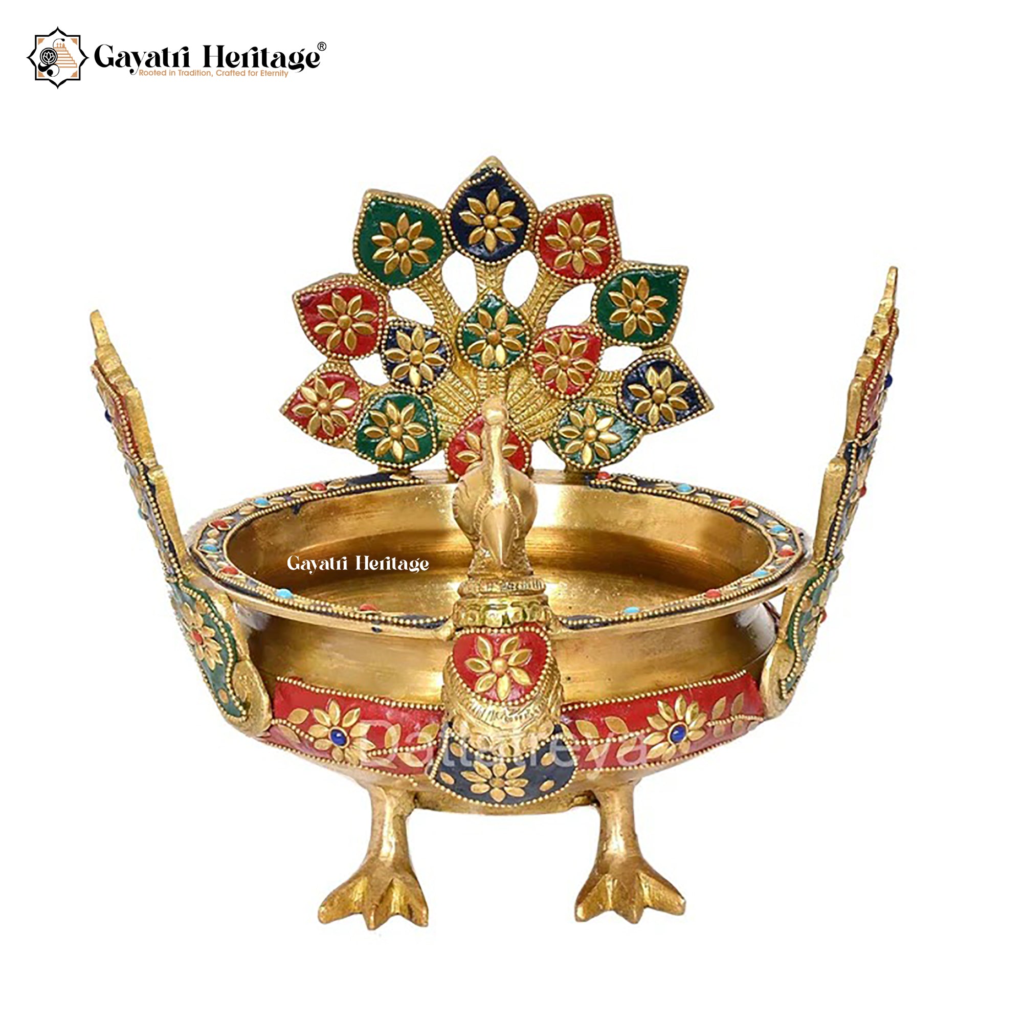 Brass Peacock Urli – Traditional Decor Bowl | Gayatri Heritage