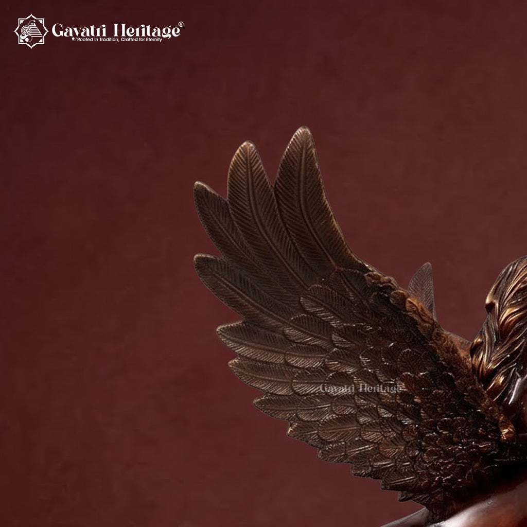 Brass Flying Horse Statue | Brown & Golden Pegasus Figurine | Antique Finish Handmade Home Decor Gift