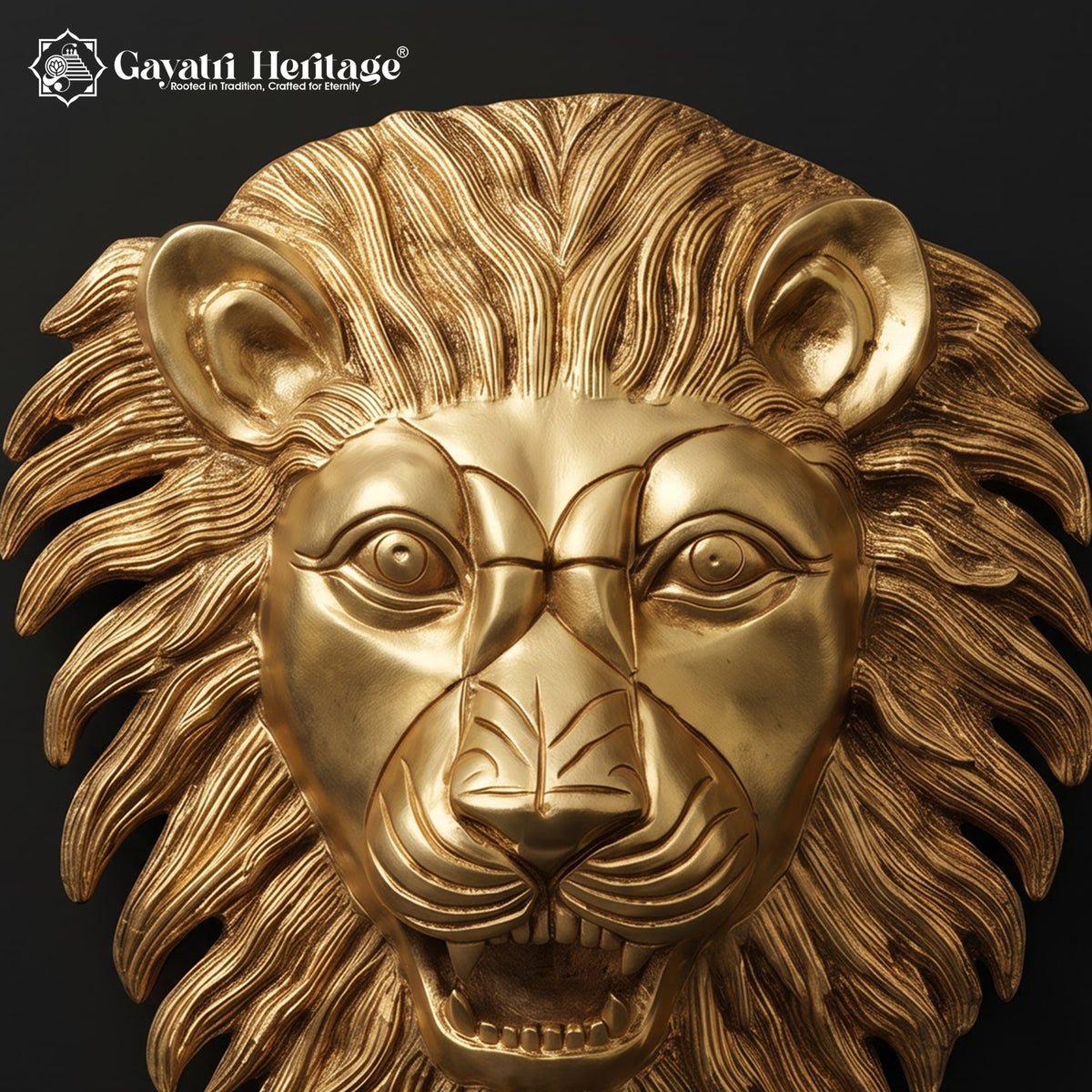Brass Lion Face Wall Art | Roaring Lion Head Sculpture | Luxury Home Entryway Decor