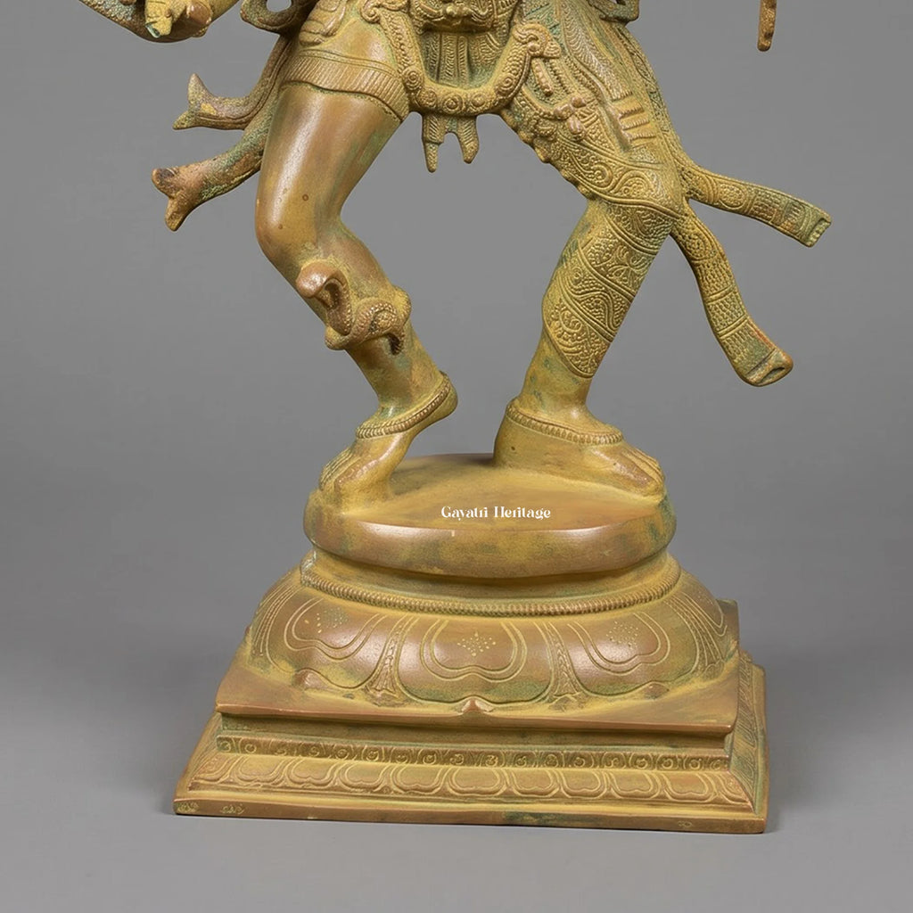 Brass Ardhanarishvara Statue, Dancing Shiva Parvati Sculpture, Antique Patina Hindu Deity Idol, Handcrafted Collector Decor