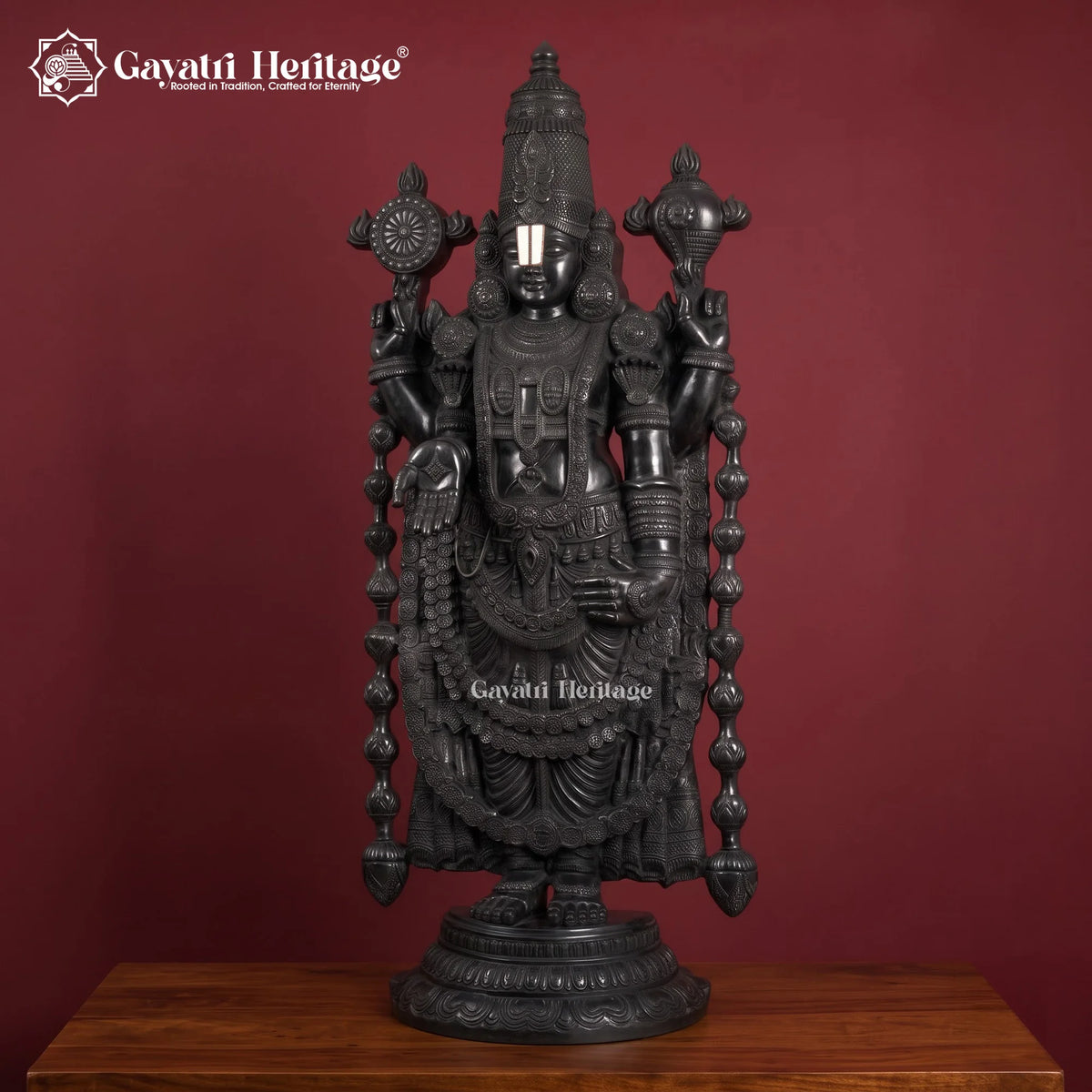 Black Brass Venkateswara Swamy Idol | Large Tirupati Balaji Statue for Temple