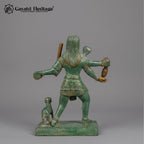 Brass Bhairaveshwara Swamy Statue with Dog | Antique Green & Gold Finish | Kaal Bhairav Idol
