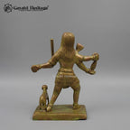 Brass Kaal Bhairav Statue with Dog | Antique Green Patina Finish | Handcrafted Lord Shiva Idol