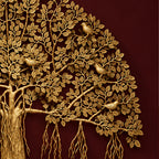 Brass Kalpvriksha Tree Wall Hanging, Large Tree of Life Wall Art with Birds, Indian Brass Wall Decor