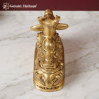 Brass Nandi Statue | Seated Bull Idol | Hindu Temple & Pooja Room Decor (6.5 Inch)