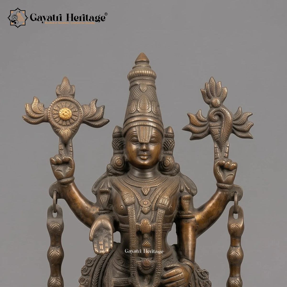 Brass Tirupati Balaji Statue | Black Antique Finish | Standing Venkateswara Idol (16 Inch)