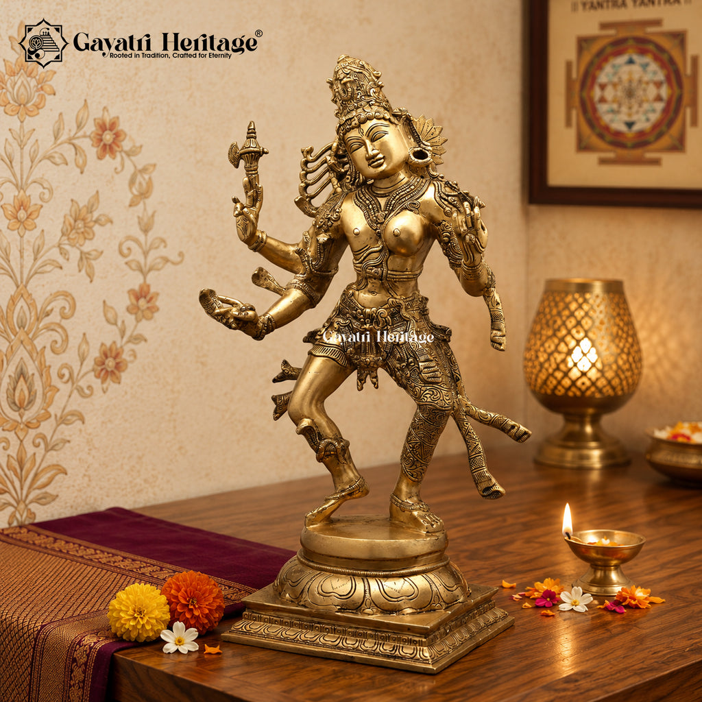Brass Dancing Ardhanarishvara Statue – Shiva Shakti Hindu Deity Idol | Gayatri Heritage