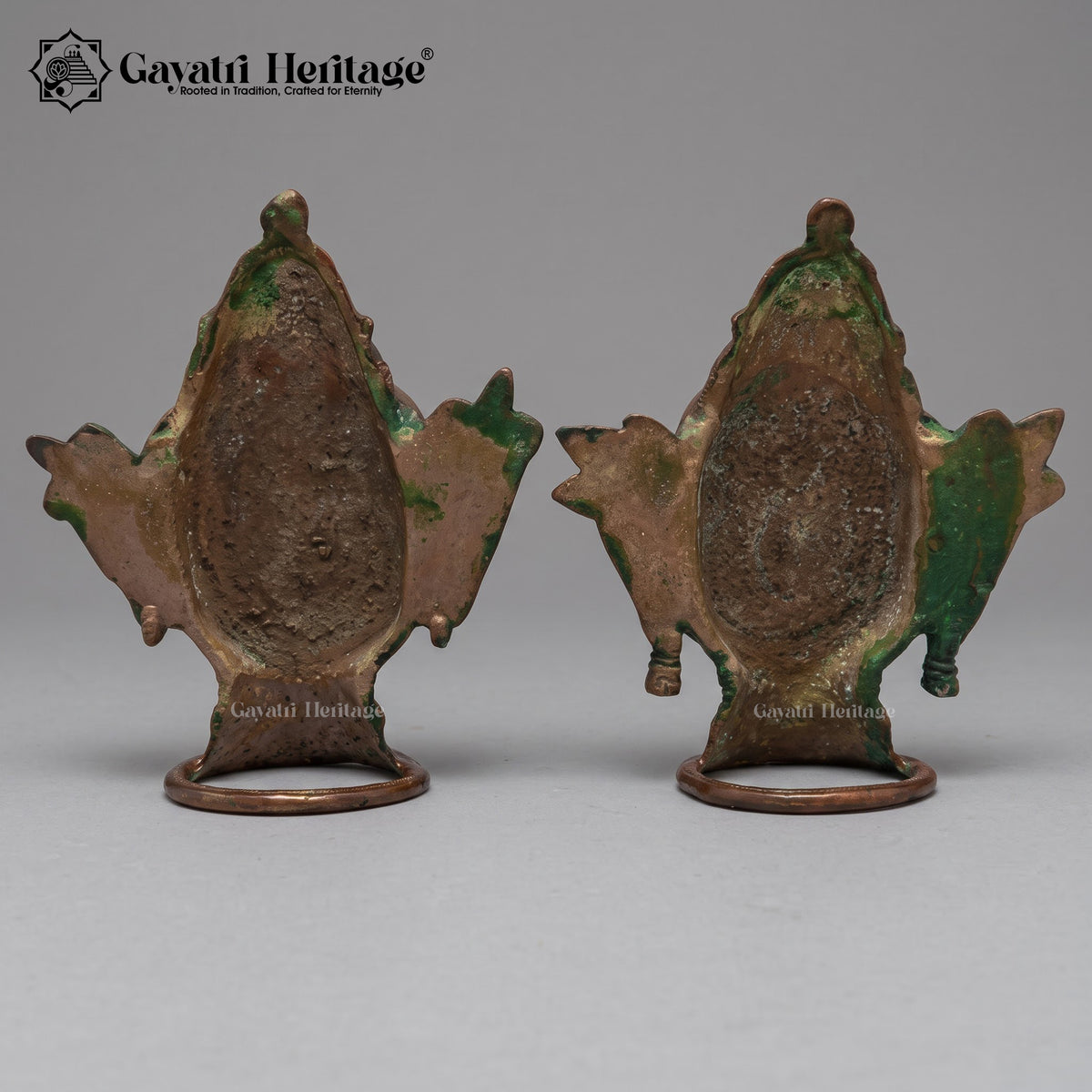 Brass Shiva Parvati Face Set – Copper Brown Antique Finish, Handcrafted Hindu Deity Mukha
