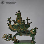 Brass Sharabeshwara Statue | Antique Old Green Finish | Sharabha Avatar of Lord Shiva