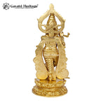 Brass Lord Krishna Playing Flute with Peacock Statue – Divine Murti | Gayatri Heritage