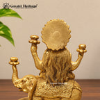 Brass Gaja Lakshmi Statue – Handcrafted Goddess Lakshmi Idol on Elephant for Pooja Mandir & Home Decor