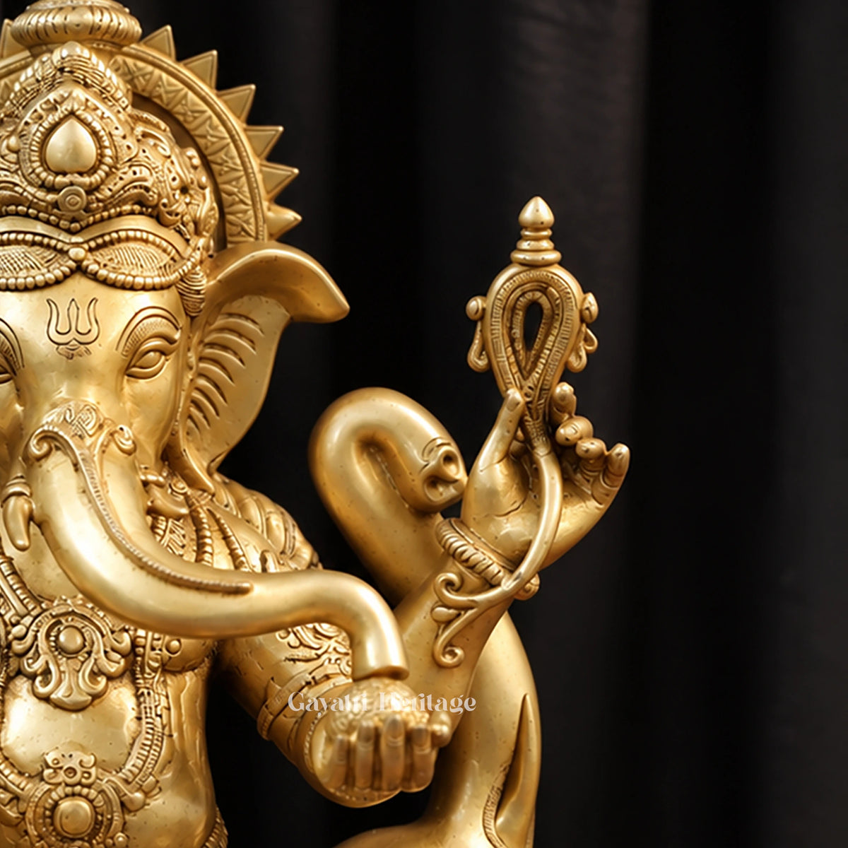 Brass Ganesha Statue with Mushak Mouse & Laddoo Bowl – Handcrafted Ganpati Idol for Home Mandir & Pooja Decor