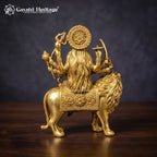 Brass Durga Maa Idol on Lion | Handcrafted Goddess Durga Sculpture