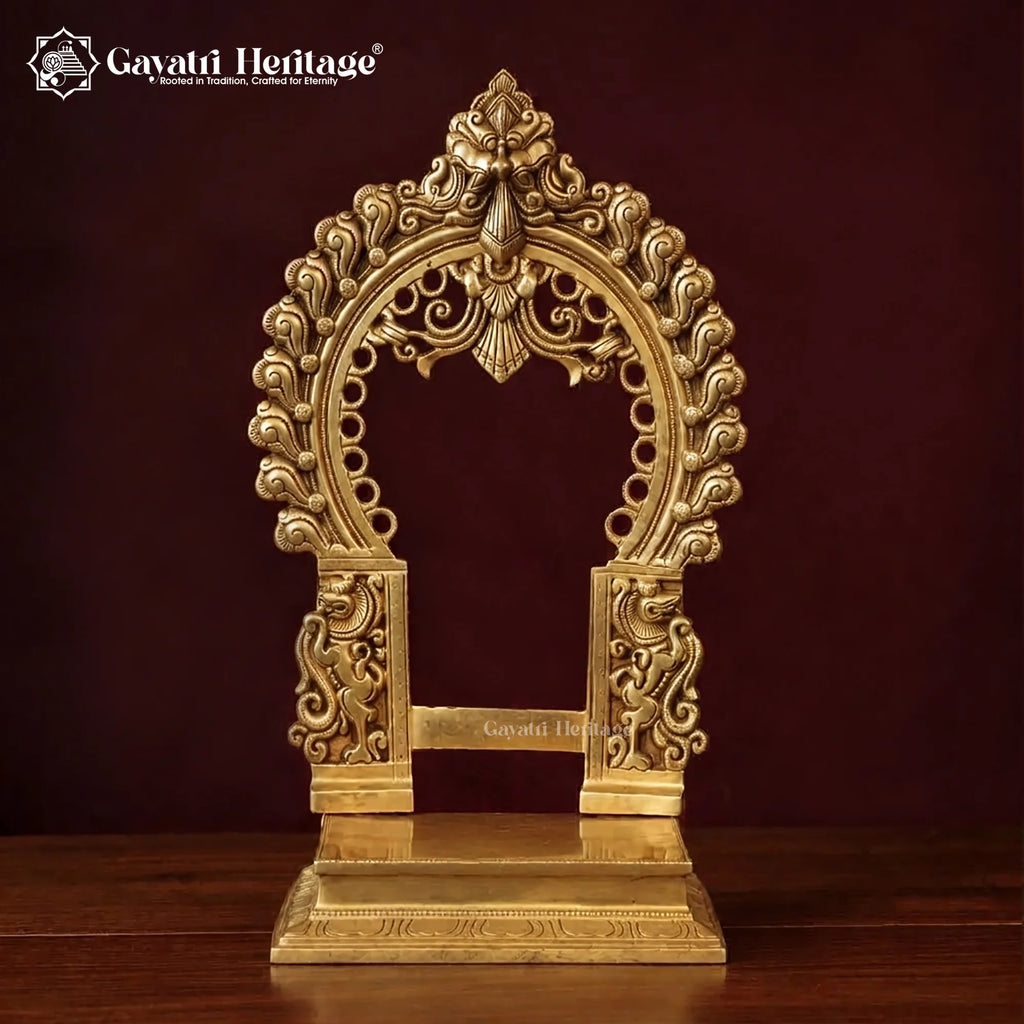 Brass Prabhavali Frame | South Indian Temple Mandir Backdrop (16.5 Inch)