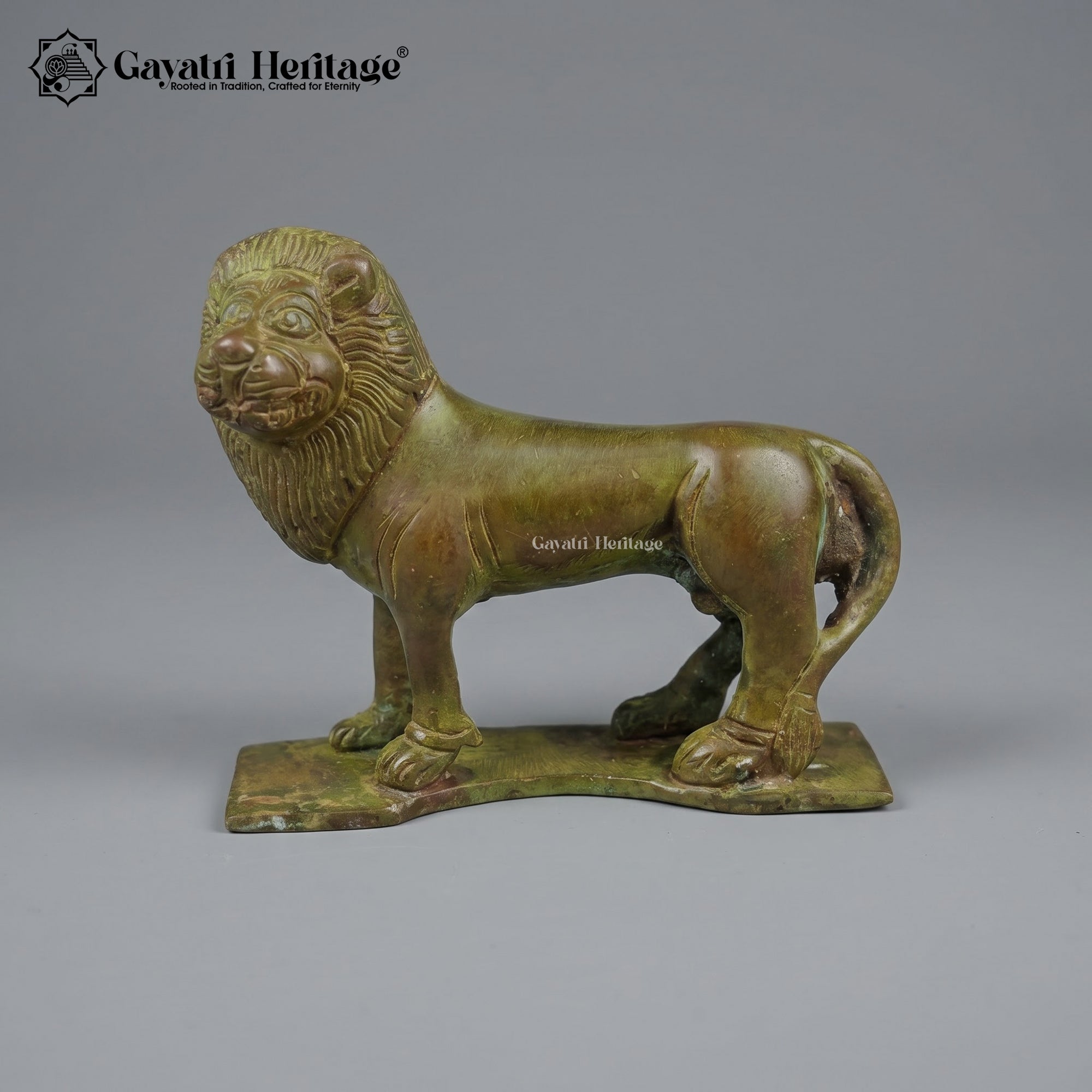 Brass Chamunda Devi Idol | Natural Bronze Finish with Carved Prabhavali Arch