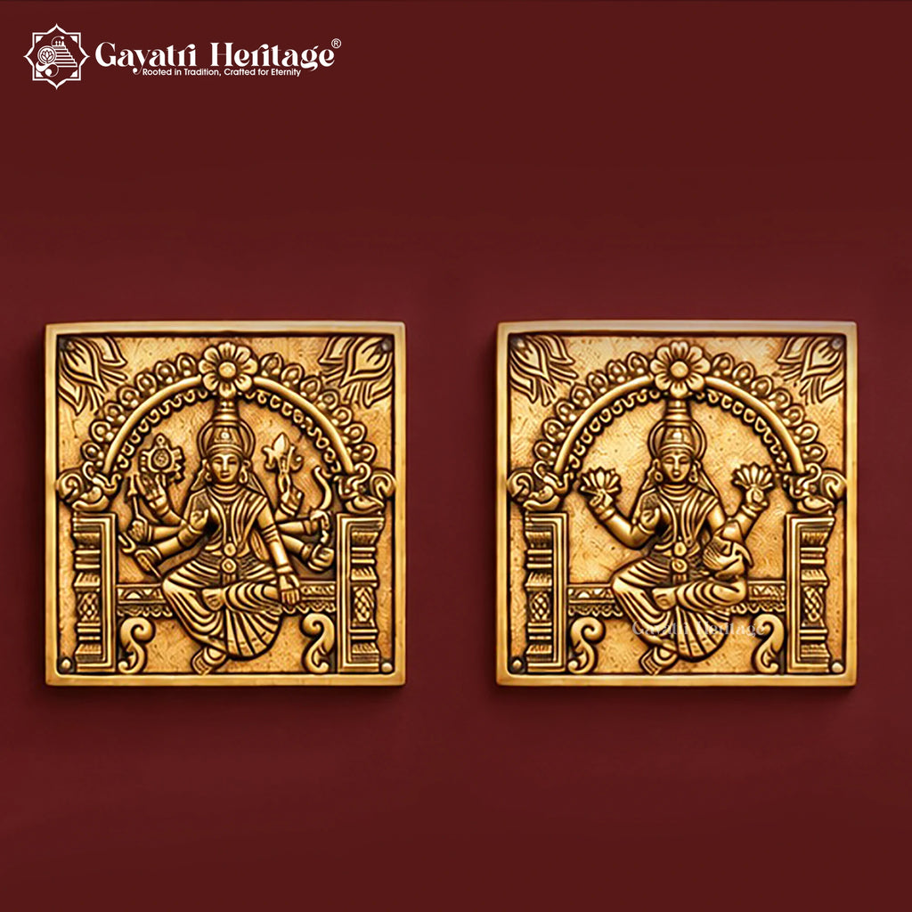 Brass Ashtalakshmi Wall Hanging Set | 9 Piece Lotus Panel | Eight Forms of Goddess Lakshmi Wall Decor