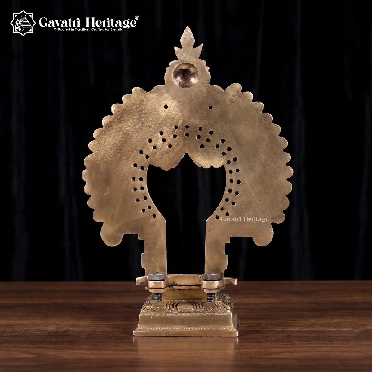 Brass Prabhavali with Kirtimukha and Yali | Traditional Temple Idol Arch (10 Inch)