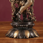 Brass Krishna Flute Statue | Black & Gold Finish | Handmade Hindu Home Decor