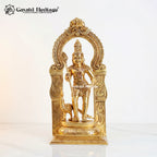 Brass Murugan Statue with Prabhavali | 17 Inch  Lord Kartikeya Idol |Gayatri Heritage