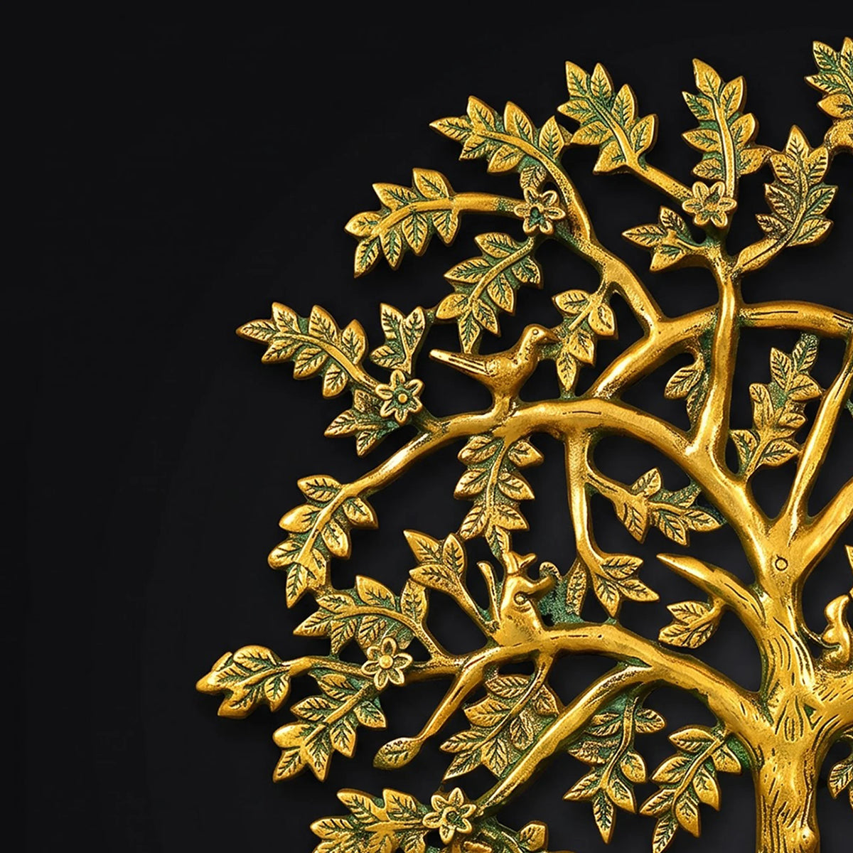 Brass Kamdhenu Tree Wall Decor | Cow & Calf Traditional Indian Art (20 Inch)