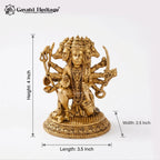 Brass Panchmukhi Anjaneya Statue | Five-Faced Bajrangbali Idol | Handcrafted Hanuman Murti | Vastu & Pooja Decor