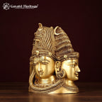 Brass Shiva Head Behind Parvati – Divine Detail in Brass | Gayatri Heritage