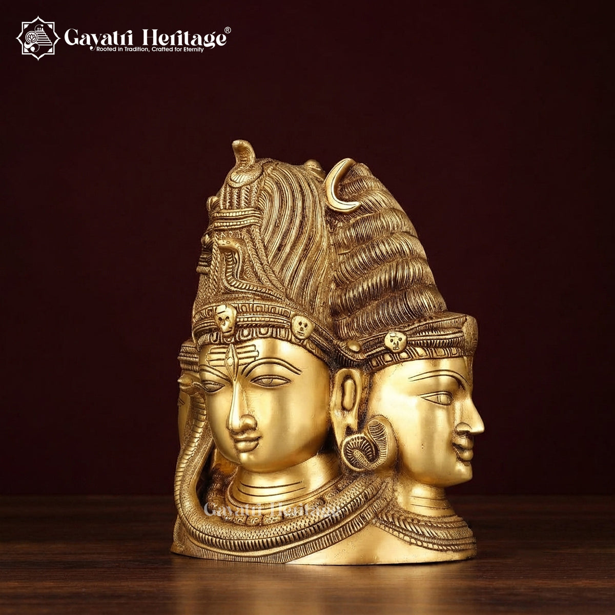 Brass Shiva Head Behind Parvati – Divine Detail in Brass | Gayatri Heritage