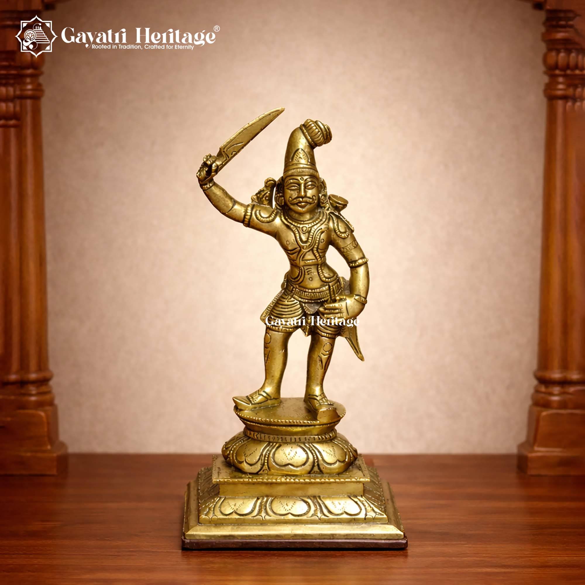 Brass Madurai Veeran Statue – Warrior Deity Decor | Gayatri Heritage