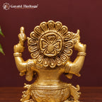 Handcrafted Brass Lord Ganesha Statue with Halo – Ganpati Idol on Lotus Throne for Home Mandir & Pooja Decor