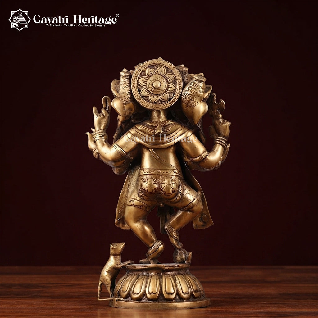 Brass Panchmukhi Ganesha – Antique Finish Charm | Gayatri Heritage