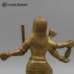 Brass Kaal Bhairav Statue with Dog | Antique Green Patina Finish | Handcrafted Lord Shiva Idol