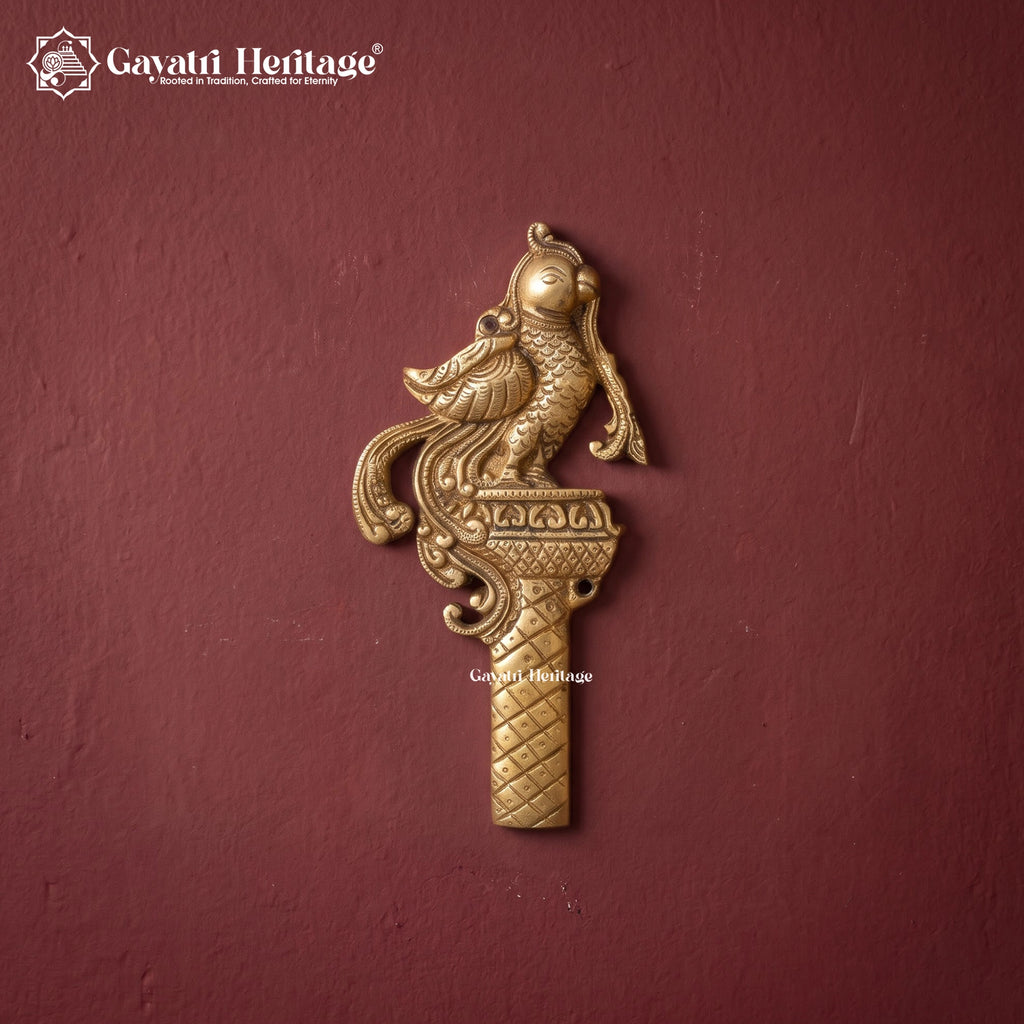 Brass Peacock with Lotus Flower Kalash Wall Hanging – Traditional Indian Wall Decor, Vastu Showpiece & Pooja Room Decoration