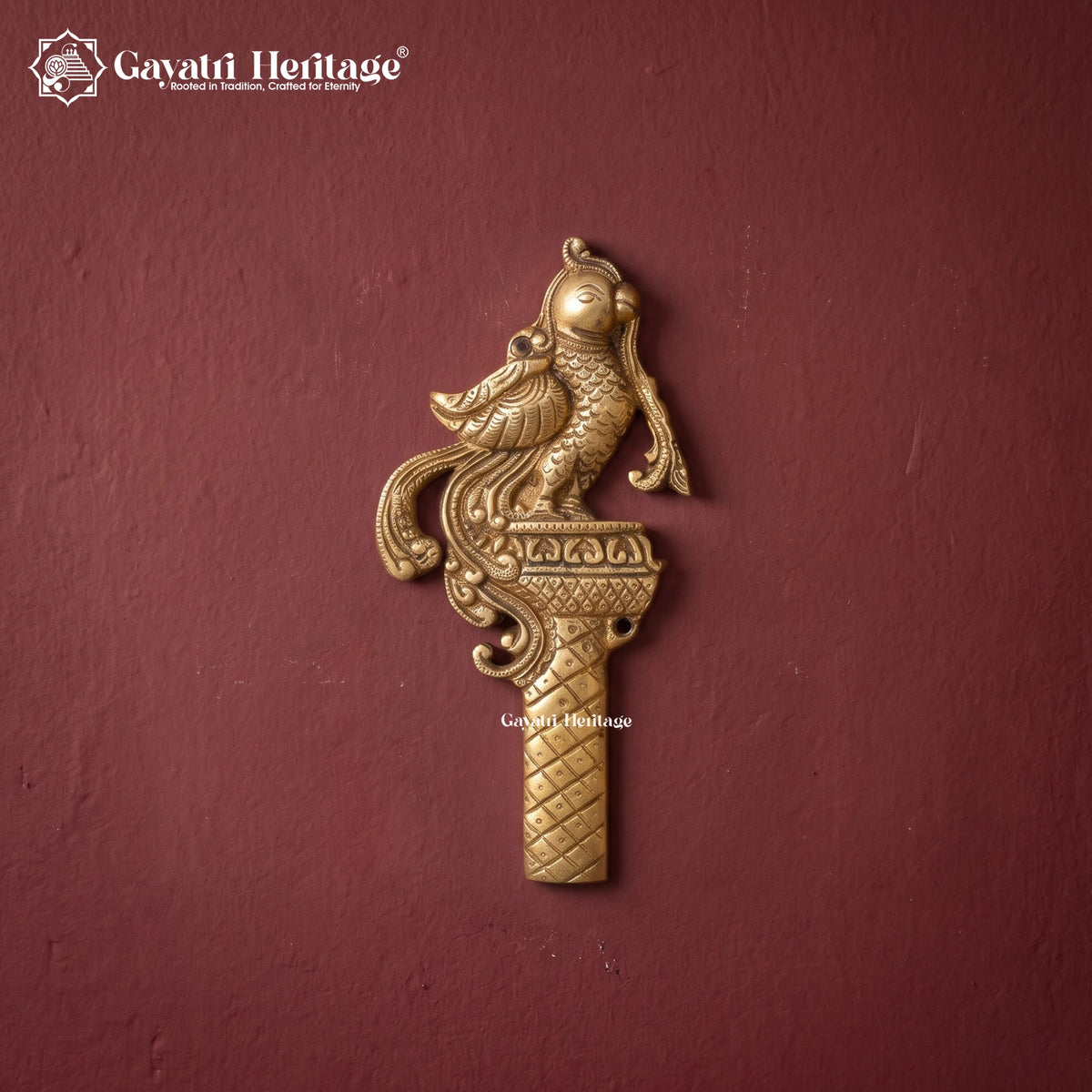 Brass Peacock with Lotus Flower Kalash Wall Hanging – Traditional Indian Wall Decor, Vastu Showpiece & Pooja Room Decoration