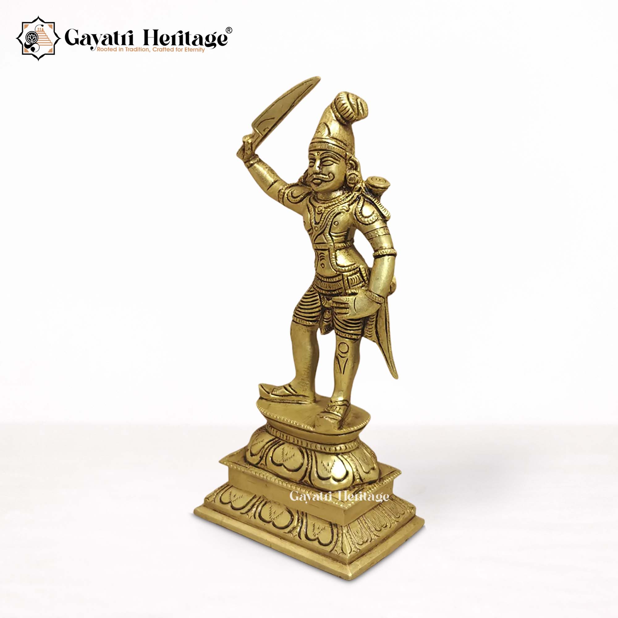 Brass Madurai Veeran Statue – Warrior Deity Decor | Gayatri Heritage