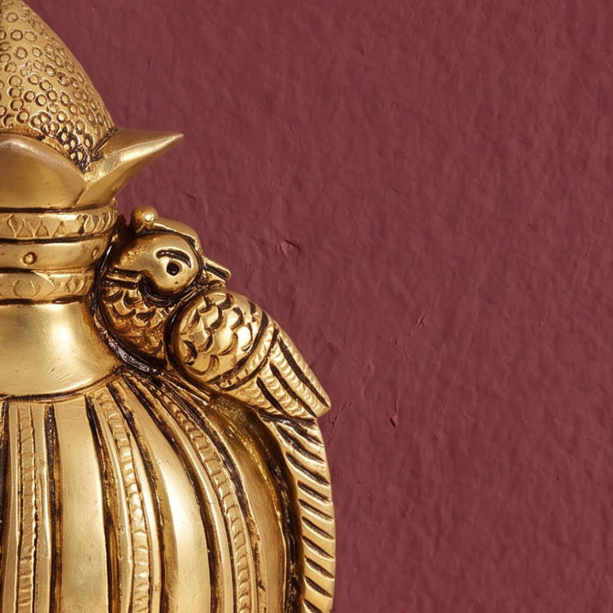 Brass Wall Hanging Kalash with Peacock | Traditional Pooja Room, Mandir & Entrance Decor