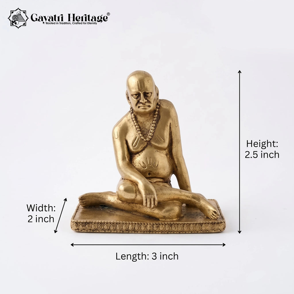 Brass Neem Karoli Baba Statue | Handcrafted Sitting Baba Murti | Spiritual Guru Idol | Meditation & Pooja Decor