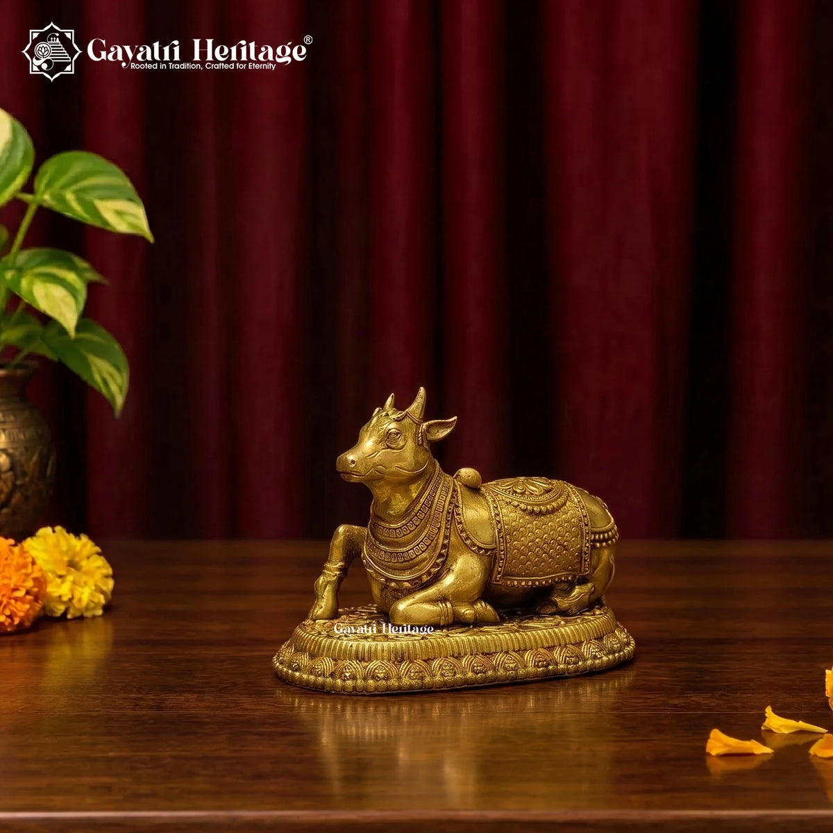 Brass Shiva Lingam with Nandi Set – view 5 of 6