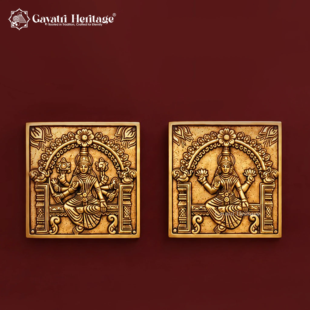 Brass Ashtalakshmi Wall Hanging Set | 9 Piece Lotus Panel | Eight Forms of Goddess Lakshmi Wall Decor