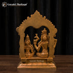 Brass Shiva Parvati Idol | Seated Divine Couple Statue for Mandir Decor (10 Inch)