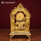 Brass Ganesha Idol on Singhasan Throne with Kirtimukha Arch, Kalash & Mouse | Handcrafted Ganpati Murti for Home Mandir
