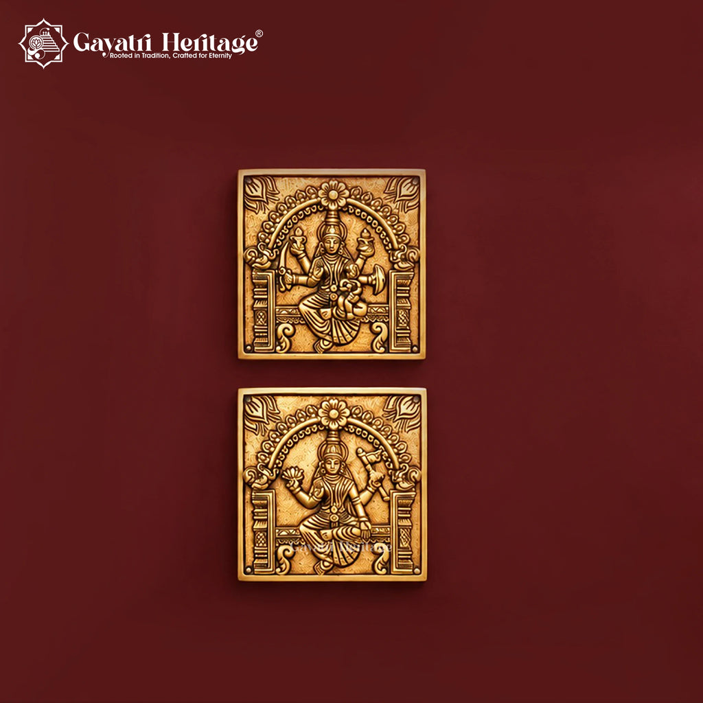 Brass Ashtalakshmi Wall Hanging Set | 9 Piece Lotus Panel | Eight Forms of Goddess Lakshmi Wall Decor