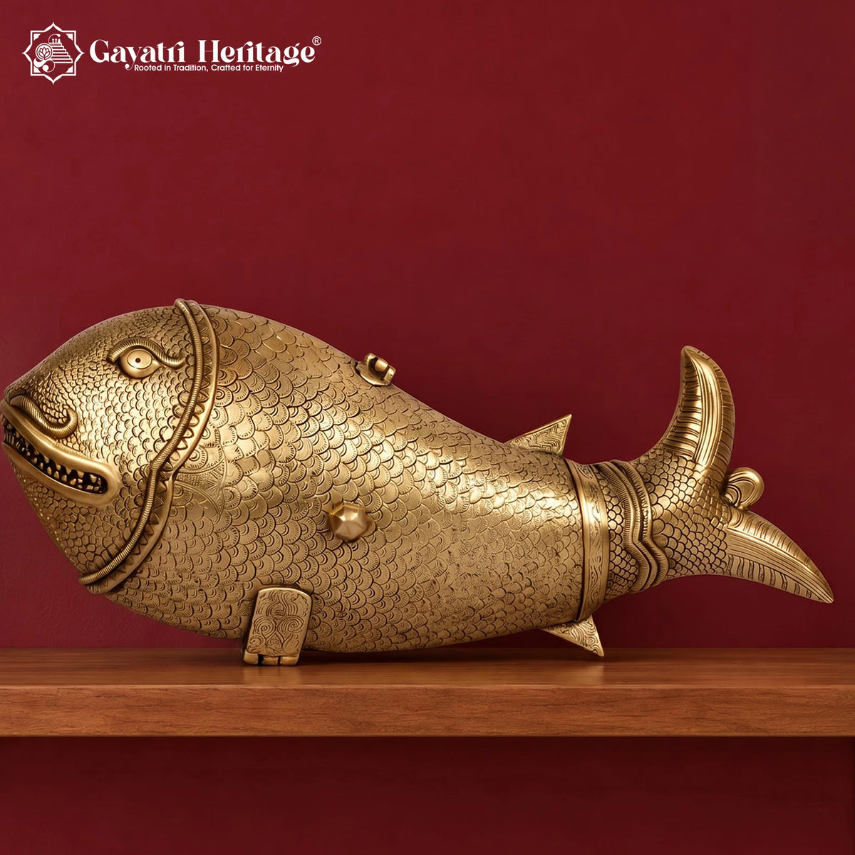 Brass Fish Figurine, Handcrafted Golden Fish Statue, Traditional Indian Brass Decor, Nautical Home Accent, Unique Housewarming Gift