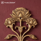 Brass Peacock with Lotus Flower Kalash Wall Hanging – Traditional Indian Wall Decor, Vastu Showpiece & Pooja Room Decoration