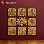 Brass Ashtalakshmi Wall Hanging Set | 9 Piece Lotus Panel | Eight Forms of Goddess Lakshmi Wall Decor