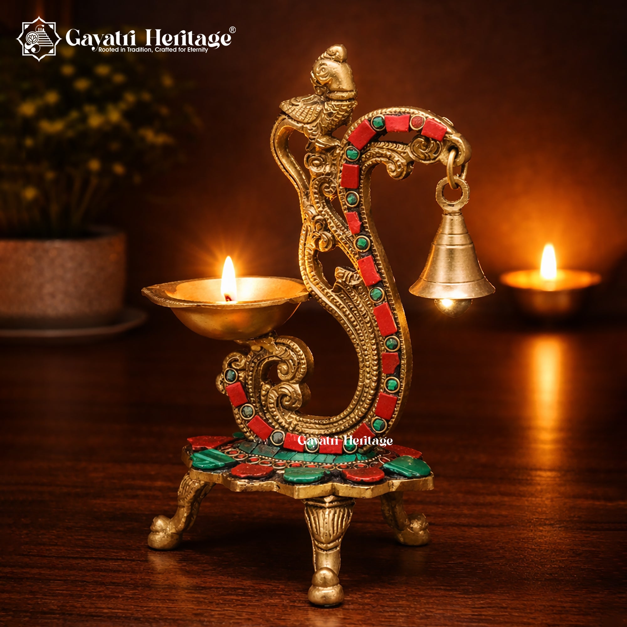Brass Diya Stand – Elegant Traditional Décor | Gayatri Heritage